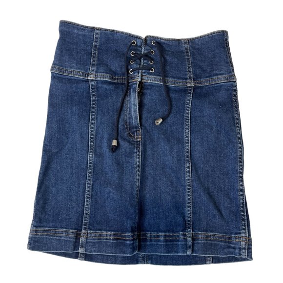 Free People Lace Up Modern Femme High Waisted Mini Skirt Size 2 - Picture 2 of 9